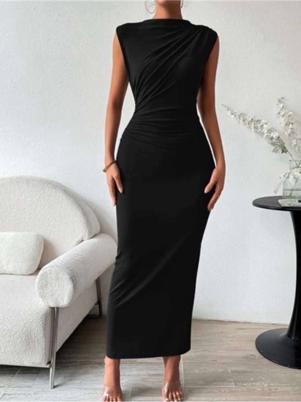 **SOLD ON DEPOP** Classic Black Maxi Dress - Sleek Sleeveless Design
